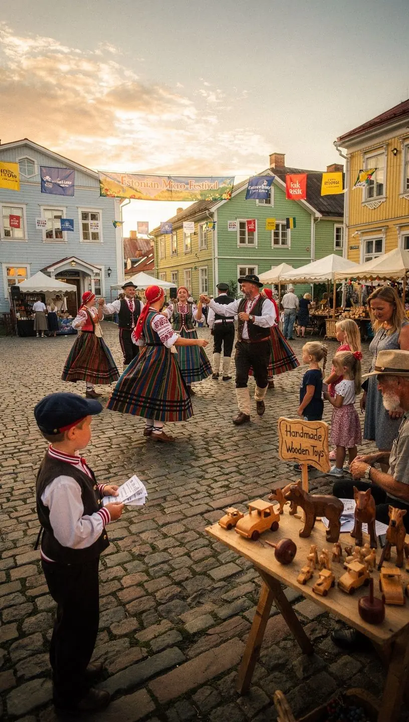 Väikelinna kultuurimikrofesti laval esinejad elavas esituses publikule.